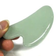 แผ่นสีเขียว Jade Scraping Guasha Board เครื่องมือนวดธรรมชาติ